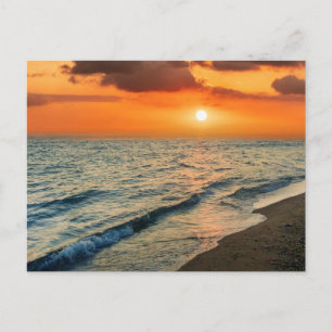 Vintage schöne Insel-Strand-Sonnenuntergangspostka Feiertagspostkarte