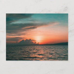 Vintage schöne Insel-Strand-Sonnenuntergangspostka Feiertagspostkarte