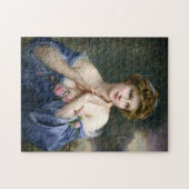Vintage schöne Lady in blau Puzzle (Horizontal)