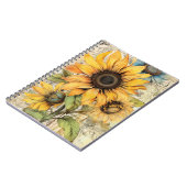 Vintage. Schöne Sonnenblumen.  Notizblock (Linke Seite)
