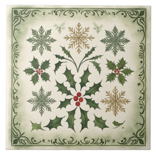 Vintage, schöne Weihnachtsmuster Keramik Tile Fliese (Vorderseite)