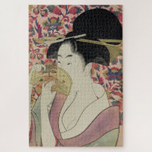 Vintage Schönes Geisha-Porträt mit einem Kamm Kuns