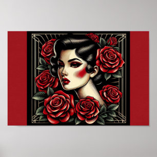 Vintage Schönheit: Art Deco Rose Queen Poster