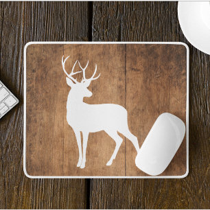 Vintage Schönheit Holz und Hirsch Mousepad