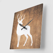 Vintage Schönheit Holz und Hirsch Quadratische Wanduhr (Winkel)