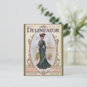 Vintage Schönheit im grünen Kleid Postkarte (Stehend Vorderseite)