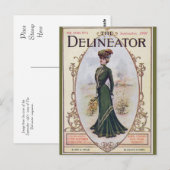 Vintage Schönheit im grünen Kleid Postkarte (Vorne/Hinten)