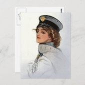 Vintage Schönheit in Uniform Postkarte (Vorne/Hinten)