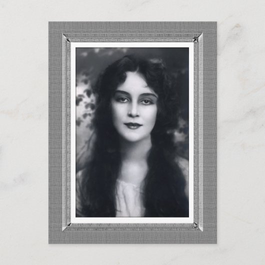 Vintage Schönheit - Mystery Woman - schwarz-weiß Postkarte (Vorderseite)