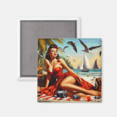 Vintage Schönheit Pinup Magnet (Vorderseite/Rückseite)