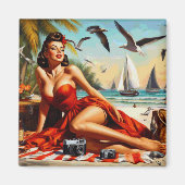 Vintage Schönheit Pinup Magnet (Vorne)