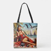 Vintage Schönheit Pinup Tasche (Rückseite)
