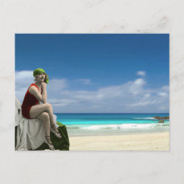 Vintage Schönheit und Strand Postkarte
