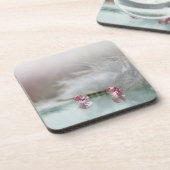 Vintage Schönheitskrug Button Juwel Feder aquamari Getränkeuntersetzer (Linke Seite)