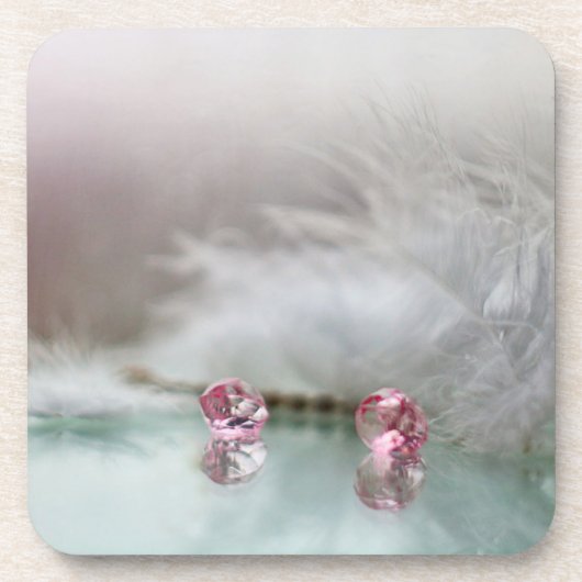 Vintage Schönheitskrug Button Juwel Feder aquamari Getränkeuntersetzer (Vorderseite)