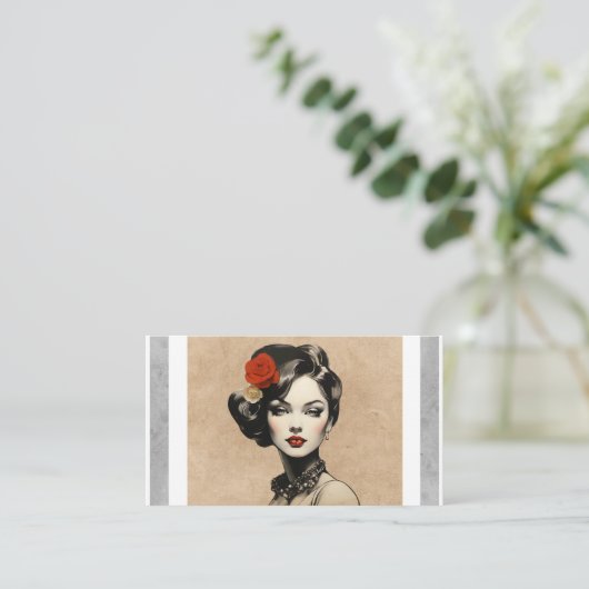 Vintage Schönheitssalon Friseursalon Kosmetik Visitenkarte (Stehend Vorderseite)