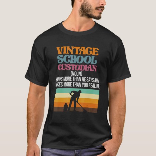 Vintage School Custodian Definition Teacher Apprec T-Shirt (Vorderseite)