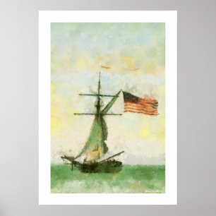 Vintage Schooner Artwork Print Poster