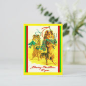 Vintage schottische Colliese, Bagpipe Frohe Weihna Postkarte (Stehend Vorderseite)