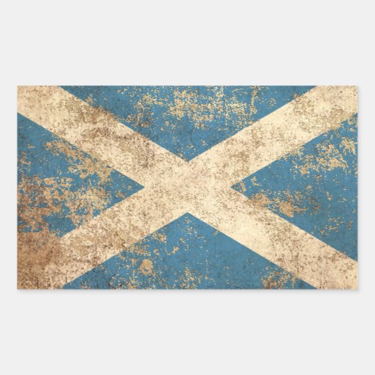 Vintage schottische Flagge mit rauem Alter Rechteckiger Aufkleber (Vorderseite)