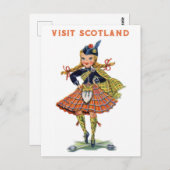 Vintage schottische Frau Kilt Travel Postkarte (Vorne/Hinten)