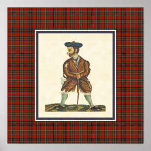 Vintage schottische Highlander Peelans Tartan Bord Poster