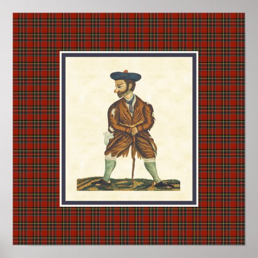 Vintage schottische Highlander Peelans Tartan Bord Poster (Vorne)