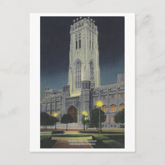 Vintage schottische Ritekathedrale, Indianapolis Postkarte (Vorderseite)