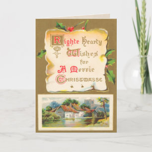 Vintage schottische Weihnachtskarte Feiertagskarte