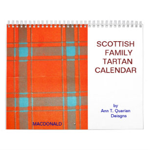 VINTAGE SCHOTTISCHER FAMILIEN-TARTAN-KALENDER KALENDER