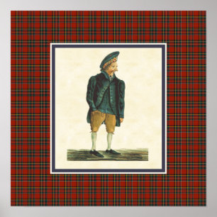 Vintage schottischer Highlander Moozie Tartan-Rand Poster