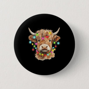 Vintage Schottischer Hochlandkuh Tier Weihnachten Button
