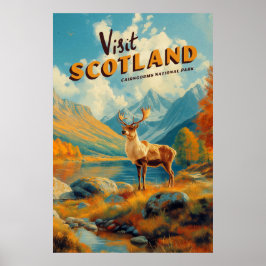 Vintage-Schottland-Cairngorms-Rentier-Plakat Poster