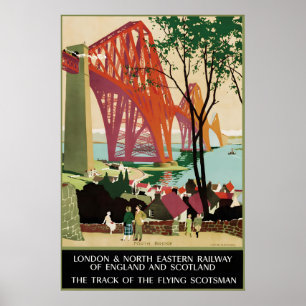 Vintage Schottland Forth Bridge Eisenbahn Reise Poster