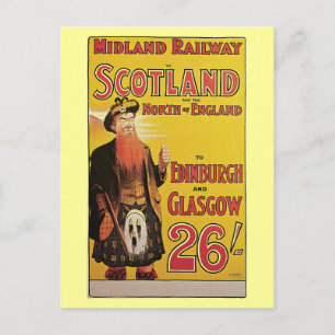 Vintage Schottland mit Zug Reise-Werbung Druck Postkarte