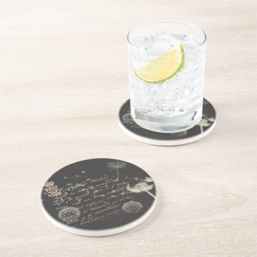 Vintage Schreibens-Löwenzahn-Untersetzer Getränkeuntersetzer (Seite)