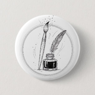 Vintage-Schreiber Tinte & Feder Minimal Dark Art Button