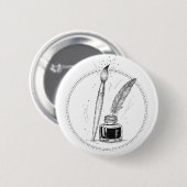 Vintage-Schreiber Tinte & Feder Minimal Dark Art Button (Vorne & Hinten)