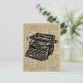 Vintage Schreibmaschine auf Wörterbuchseite Postkarte (Stehend Vorderseite)