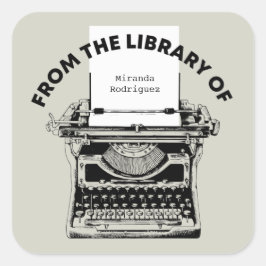 Vintage Schreibmaschine aus der Bibliothek des Buc Quadratischer Aufkleber