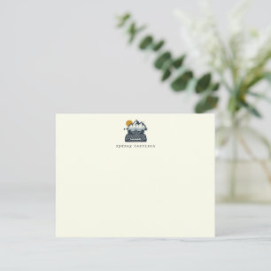 Vintage Schreibmaschine Berglandschaft Name Flach  Mitteilungskarte