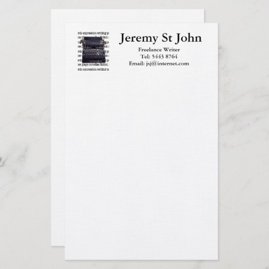 Vintage Schreibmaschine Briefpapier (Vorne/Hinten)