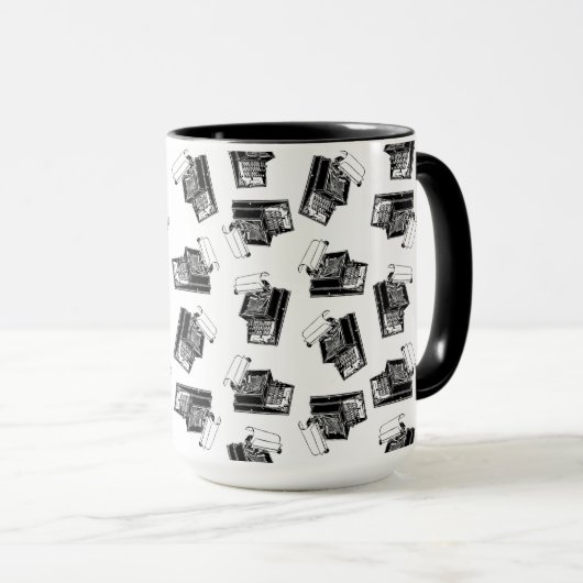 Vintage Schreibmaschine CUSTOM HINTERGRUNDFARBE Tasse (VorderseiteRechts)
