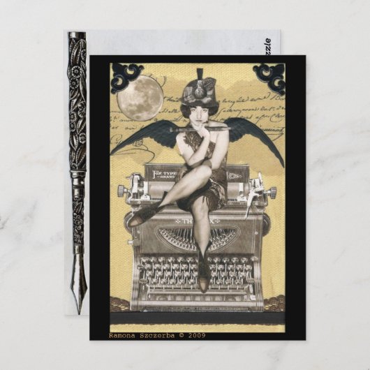 Vintage Schreibmaschine Fairy Postkarte (Vorne/Hinten)
