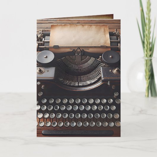 Vintage Schreibmaschine Happy Birthday Karte (Vorderseite)