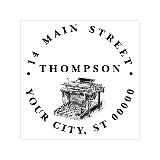 Vintage Schreibmaschine Lithograph Permastempel (Design)