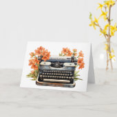 Vintage Schreibmaschine mit Blume Karte (Gelbe Blume)