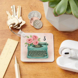 Vintage Schreibmaschine mit Rose Storyteller Schlü Schlüsselanhänger