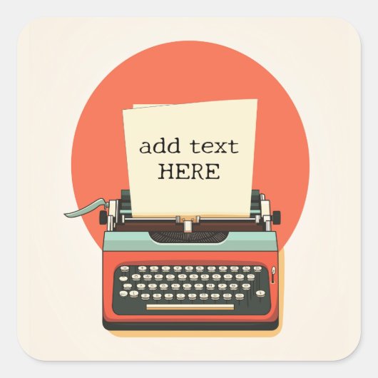Vintage Schreibmaschine Quadratischer Aufkleber (Vorderseite)