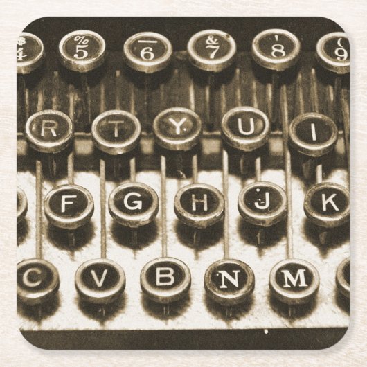 Vintage Schreibmaschine Rechteckiger Pappuntersetzer (Vorderseite)